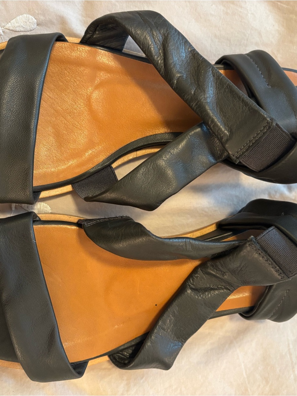 COCLICO Black Leather Strappy Sandals